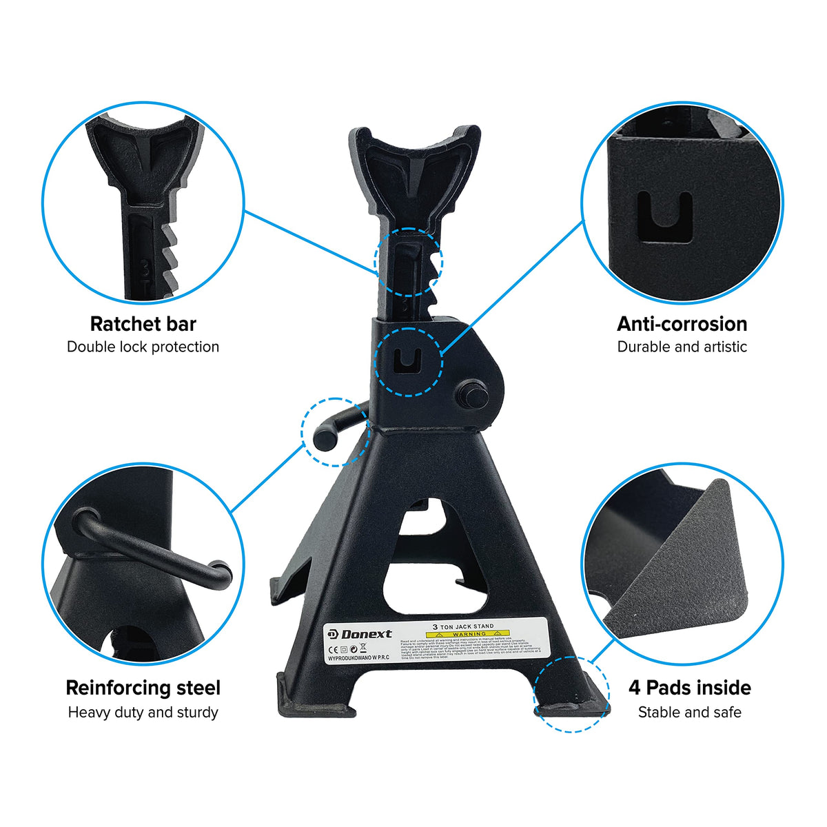 2.5 Ton Steel Floor Jack and 3 Ton Black Jack Stands E937809
