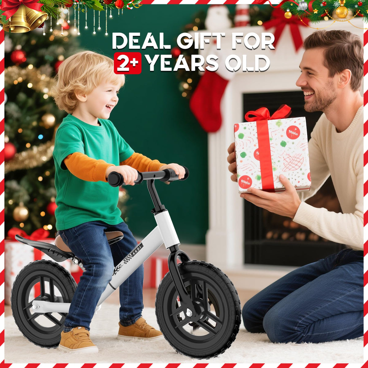 Adjustable Toddler Balance Bike with Fender and LED Tires Z64931