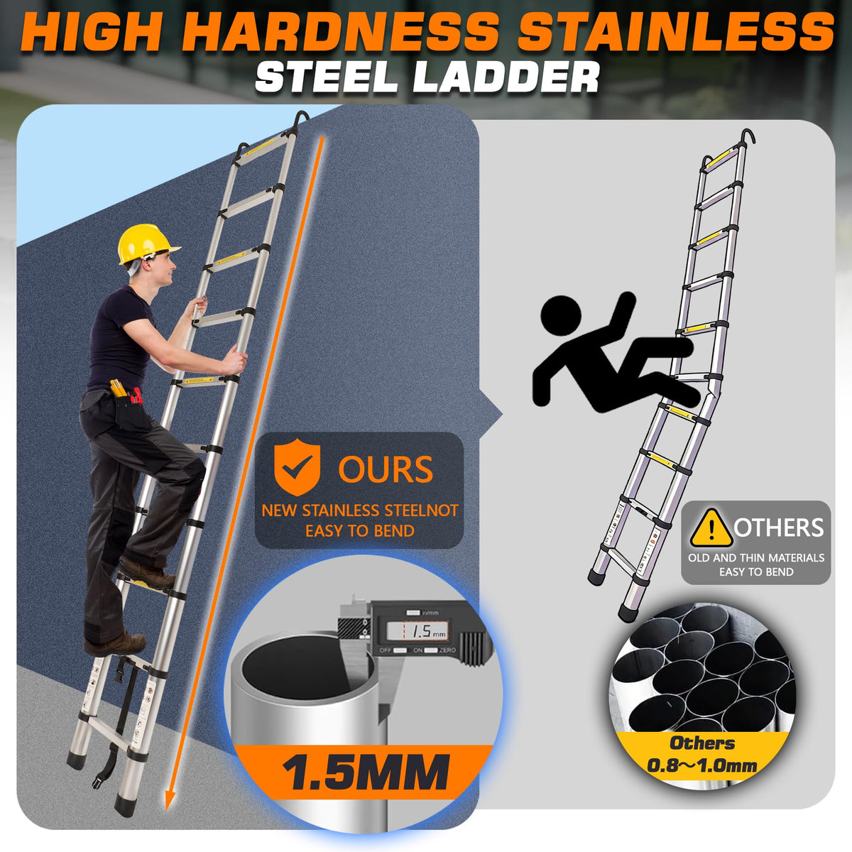 10.5FT Aluminum Telescoping Ladder R8613