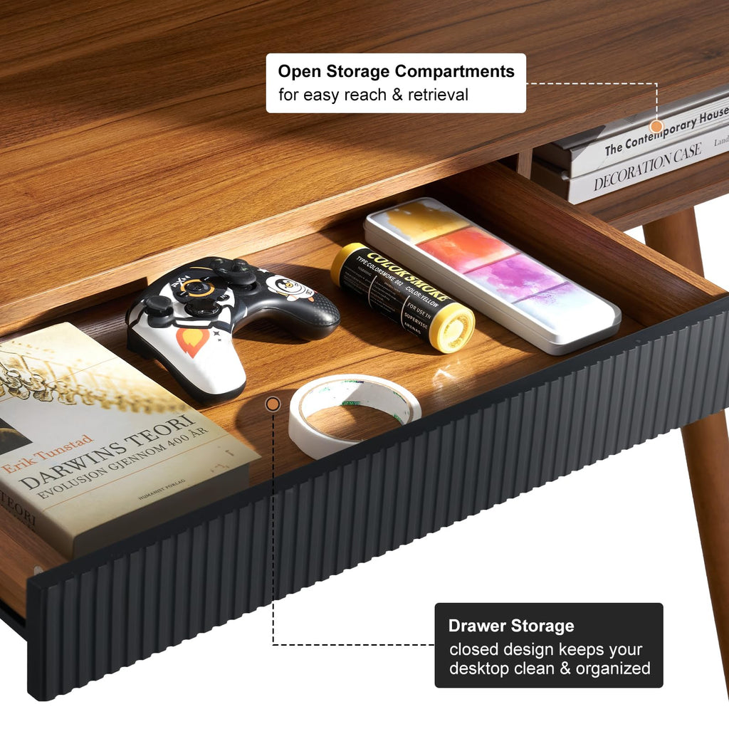 Walnut Wood Desk with Drawer U4338
