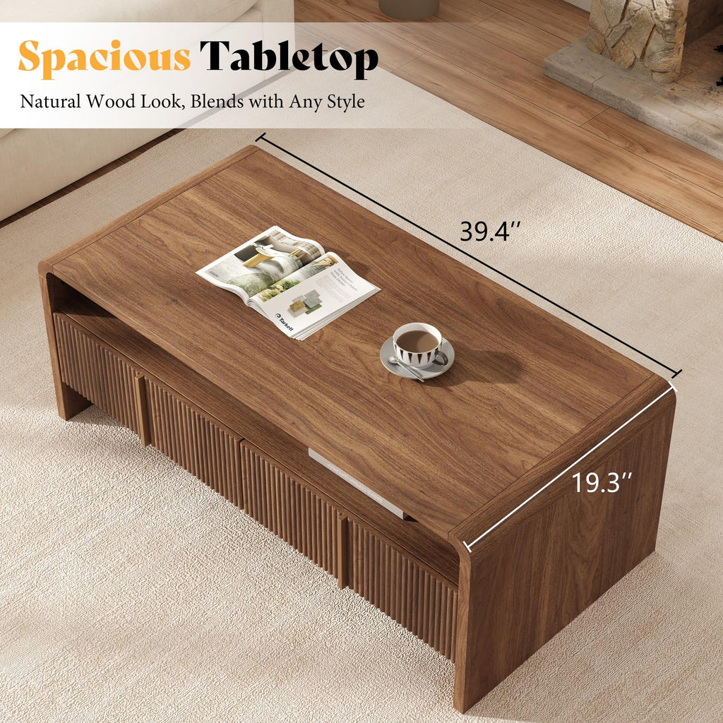 Fluted Coffee Table with Storage X50174