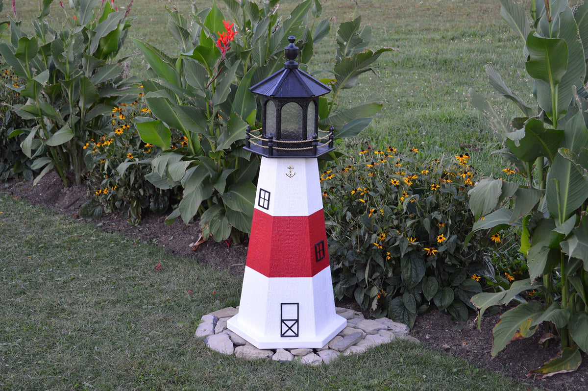 Amish-Made 39" Tall Solar-Powered LED Lighthouse W345369