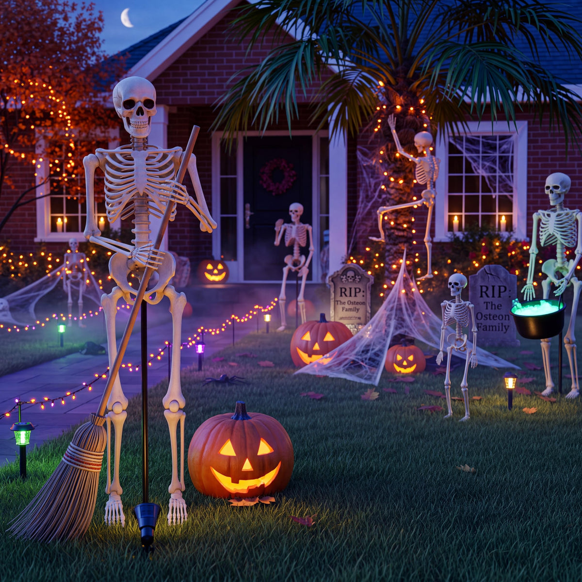 6 Pack Halloween Skeletons 3 5.4ft 3 3ft C791577