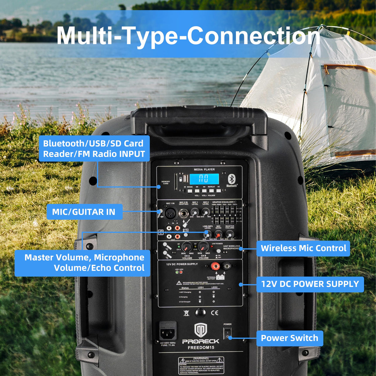 1600W 2-Way Rechargeable Powered PA Speaker System with Bluetooth C249365