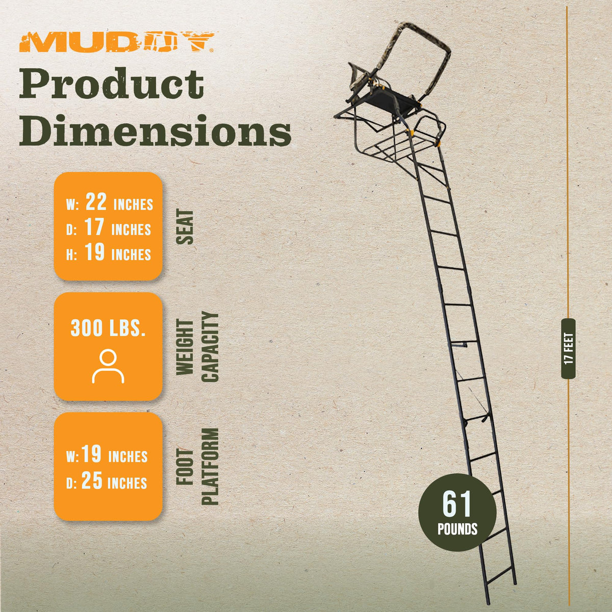 Adjustable 17 ft 1-Person Ladder Tree Stand F922755