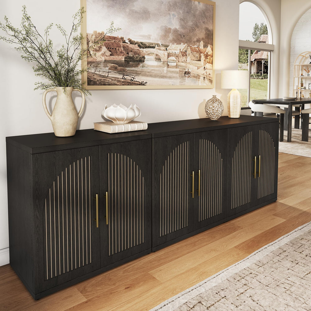 63" Black Wood Buffet Cabinet with Storage F345759