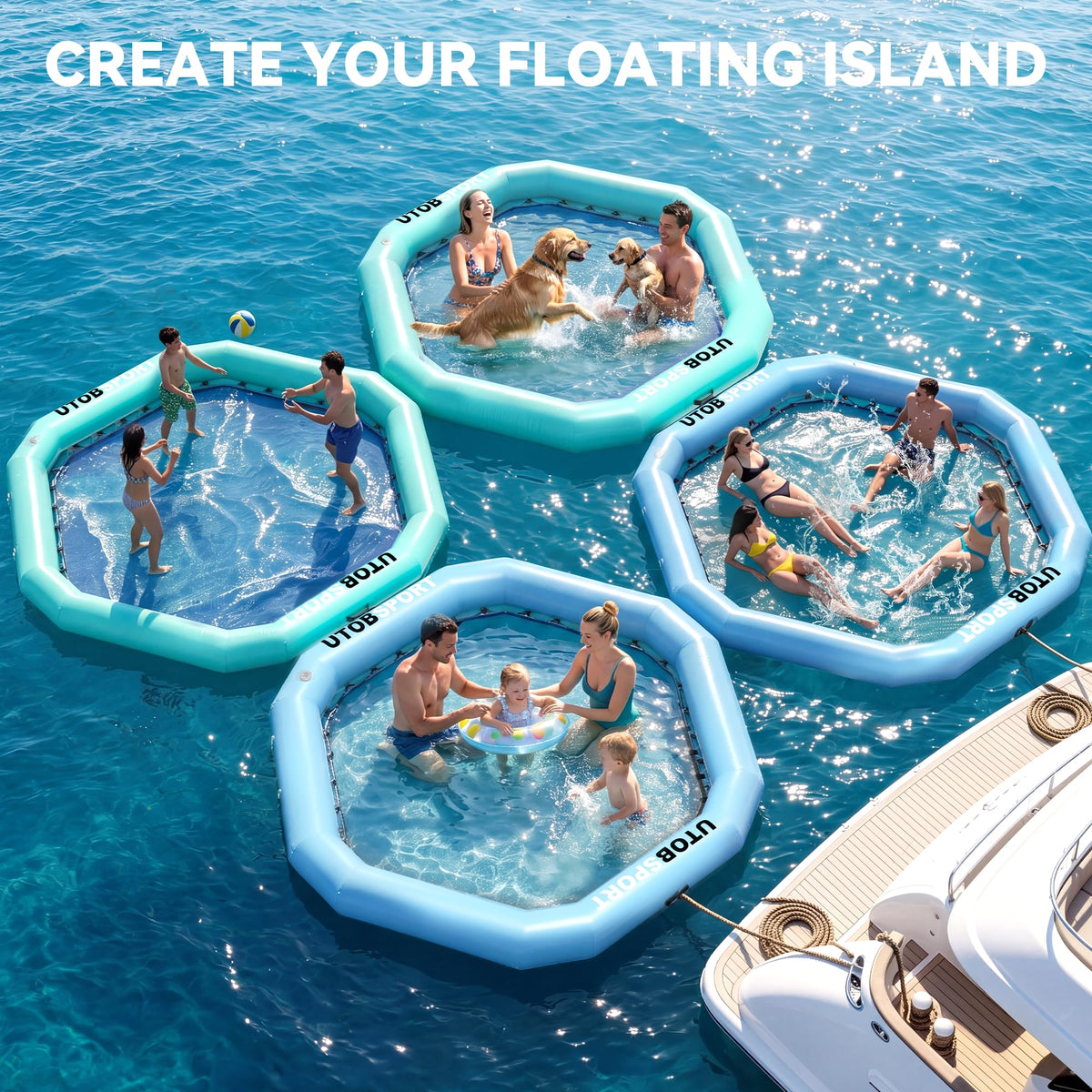 Inflatable Water Hammock Floating Platform with Cupholder X13038