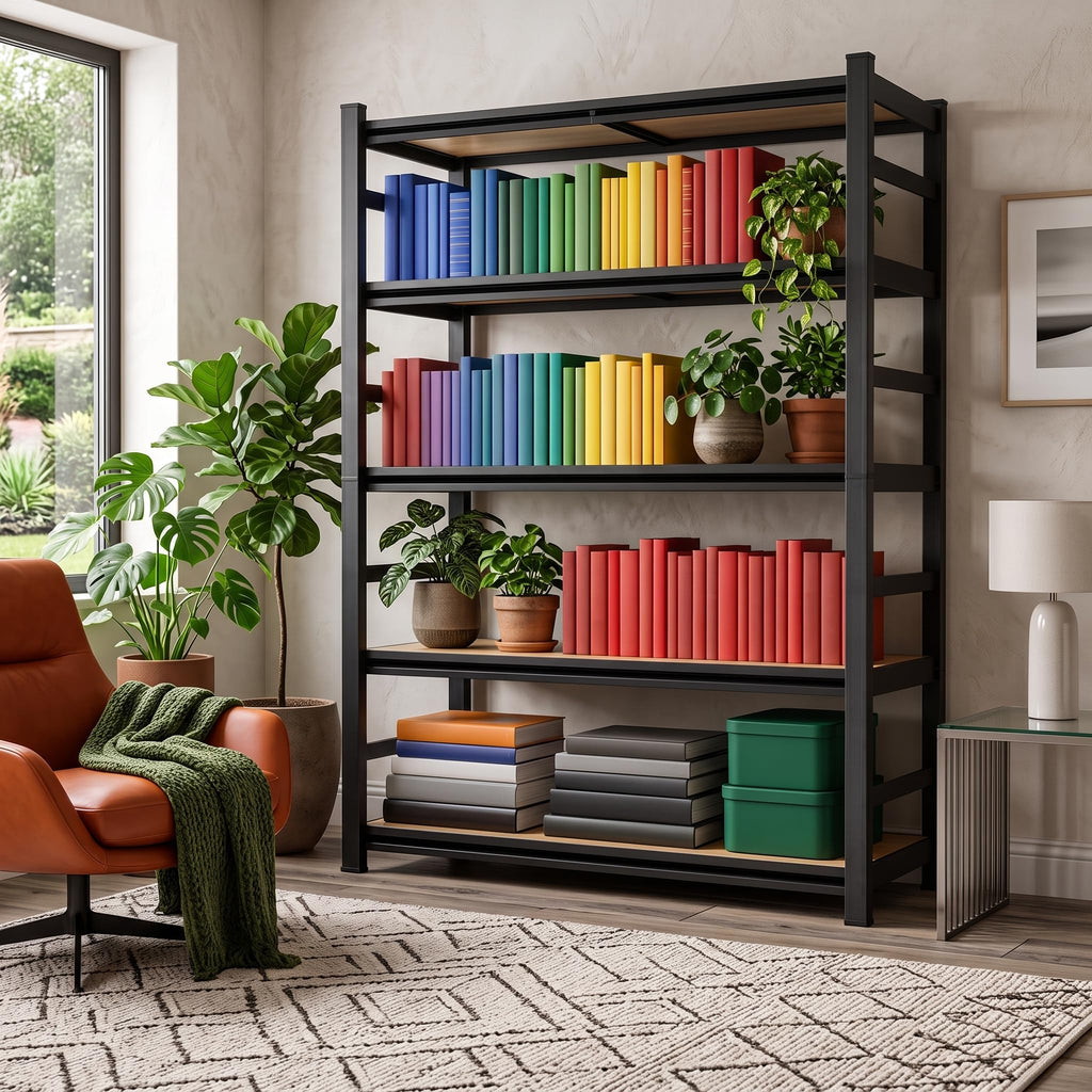 5 Tier Adjustable Wooden Bookshelf X258514