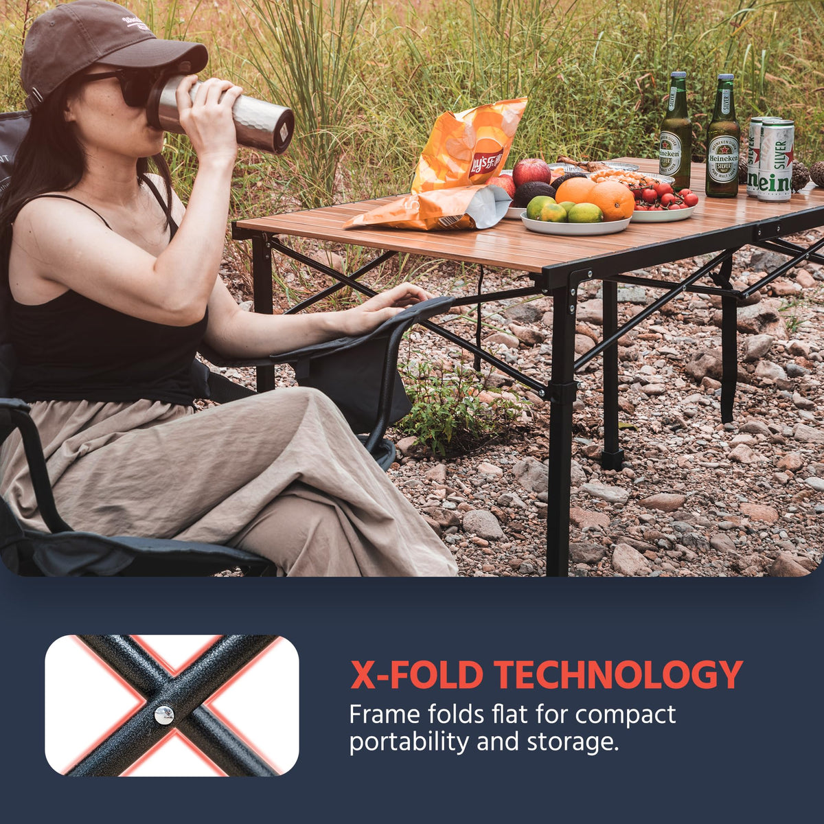 Large Adjustable Height Aluminum Camping Table R611738