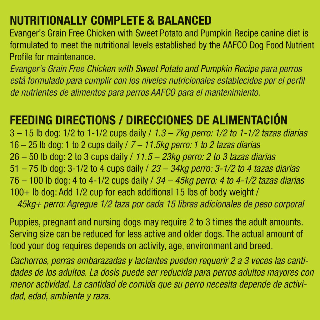 Grain-Free Chicken Sweet Potato Pumpkin Dry Dog Food 16.5 lbs U939